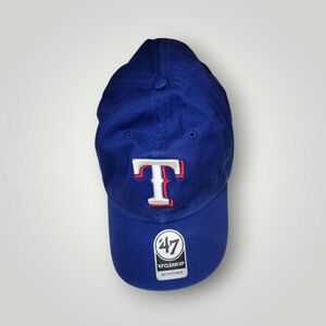 '47 Texas Rangers Clean Up Home Blue Adjustable Strap Hat Dad Cap